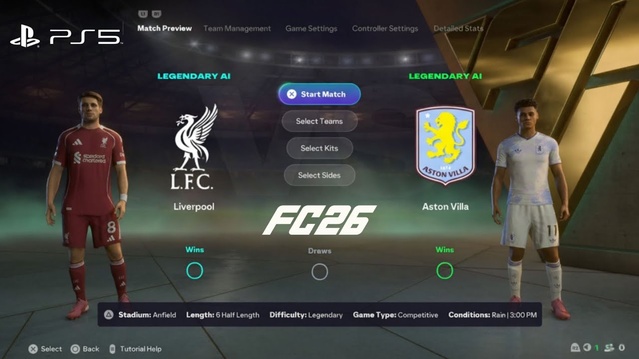 Liverpool vs Aston Villa | Premier League Matchweek 10 | FC 26 Gameplay