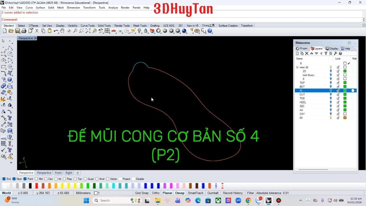 Bài 21 | Hướng Dẫn Làm 3D Đế Giày Mũi Cong RB – EVA – TPU | Bắt Dây Mô Khẩu (P2)