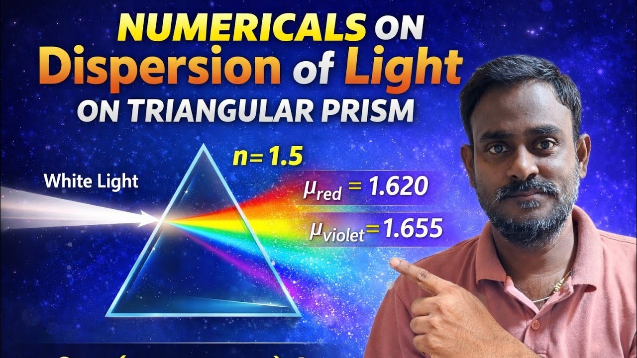 Numericals on Minimum Deviation in Triangle prism | Dispersion | Optics