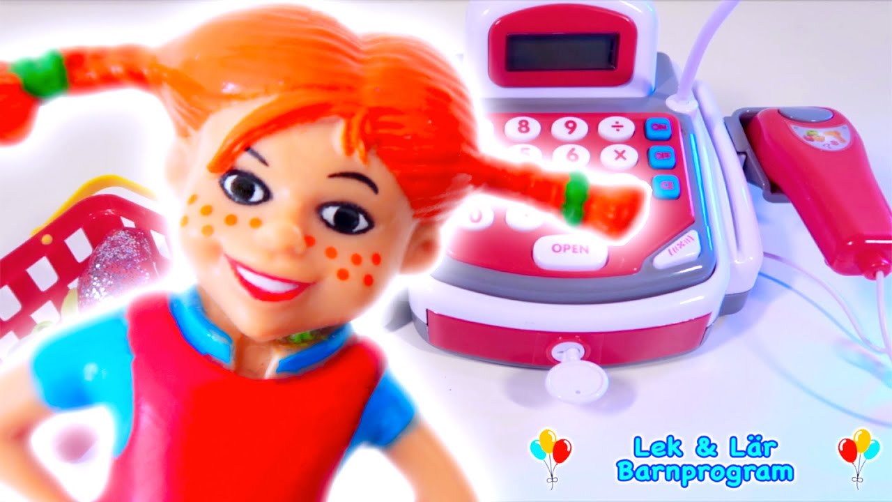Pippi Långstrump handlar i butik och öppnar överraskningar - Roligt Lek och Lär Barnprogram