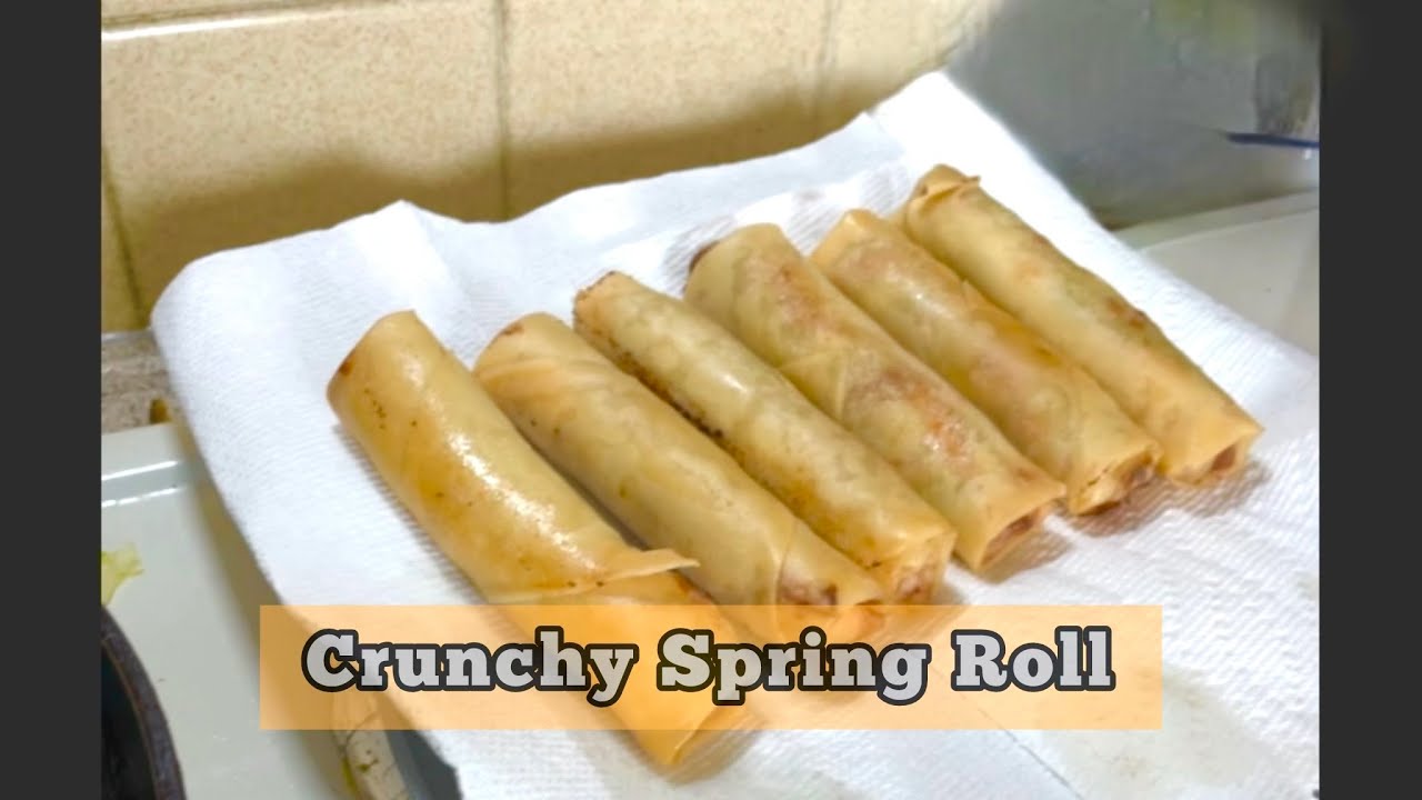Simple Spring roll - chicken, cabbage & carrot #springroll 