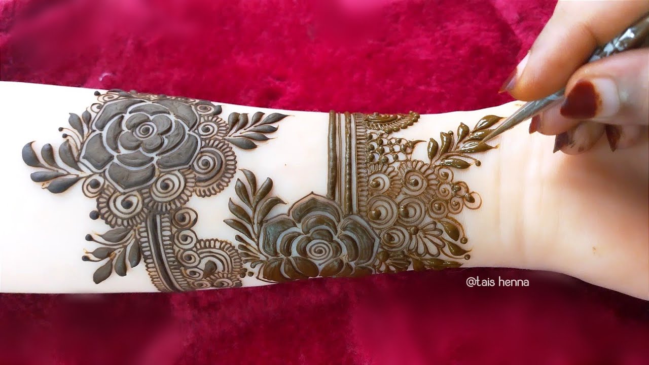Very stylish Khafeef bold Henna Design Tutorial | Latest Beautiful Gulf Design For Front Hand