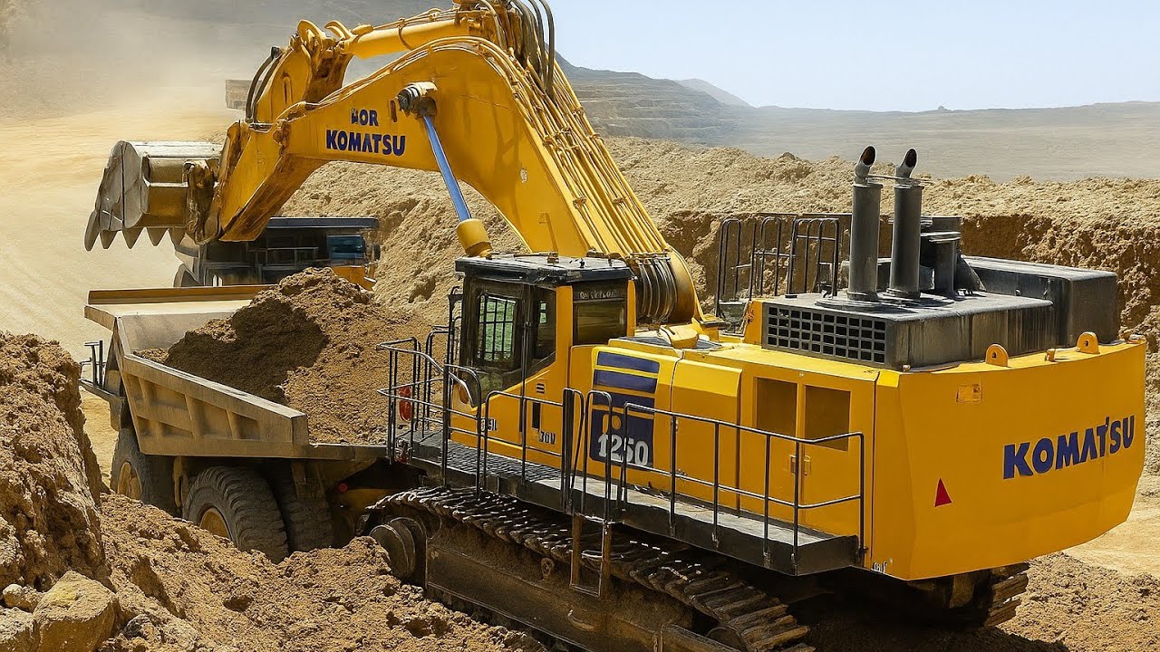 Komatsu PC1250 Excavator Loading Massive Dump Trucks | Earthmoving at Its Finest 🚧🔥