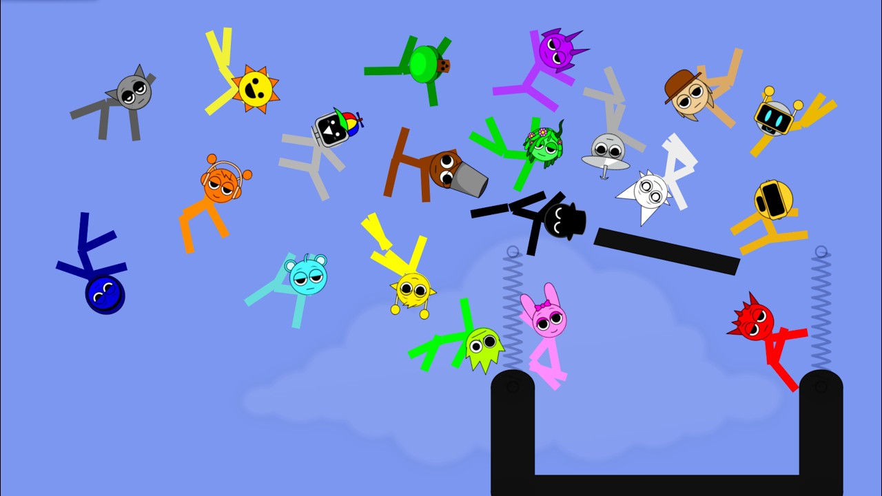Incredibox Sprunki Race To The Bowl in Algodoo │ Level 1.