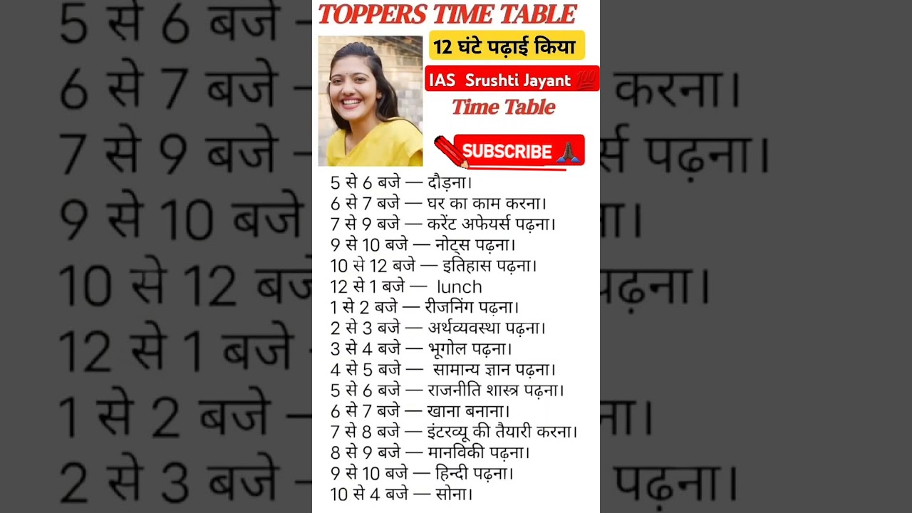💫😭IAS Srushti Jayant| IAS Time Table 🔥⚘️| Became An IAS |#upsc#success  #indianpoliceservice #shorts