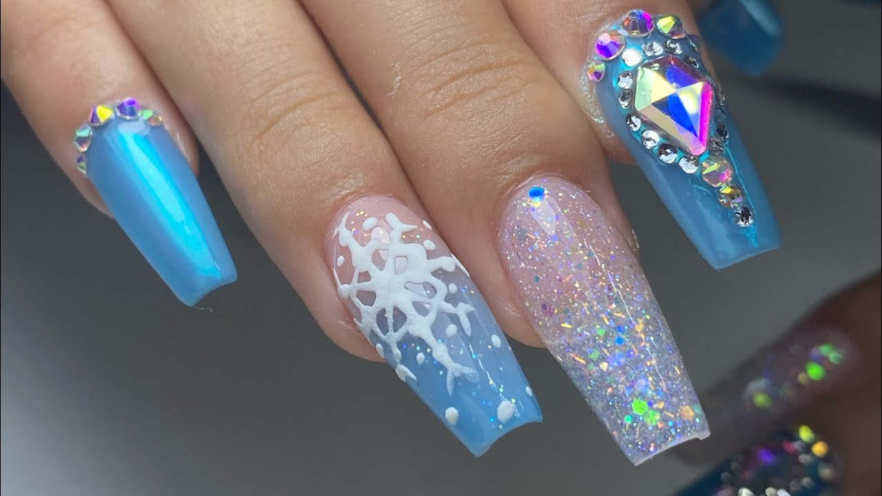 Uñas azules de NAVIDAD ❄️ | Frozen nails