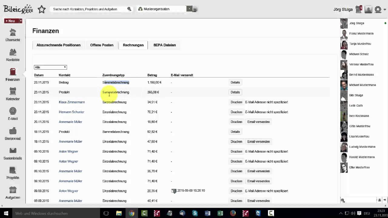 Beitr&auml;ge abrechnen - Finanzen