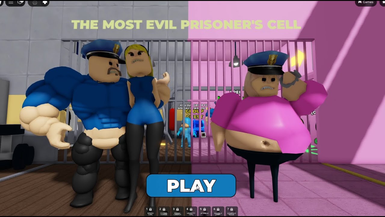 MUSCLE POLICE & WOMAN PRISON RUN! (Obby)