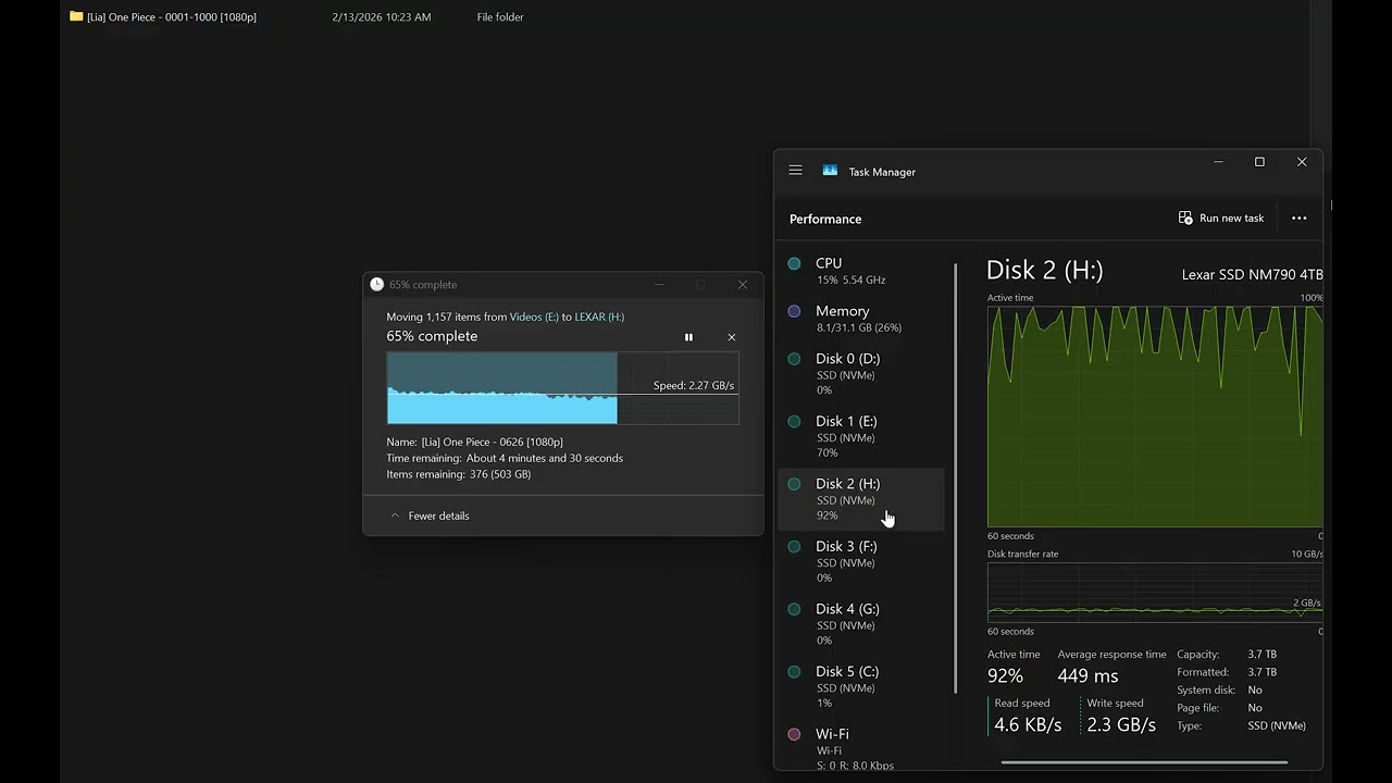 Moving 1 terabytes of data  NVME GEN 4 ssd benchmark 9850x3d