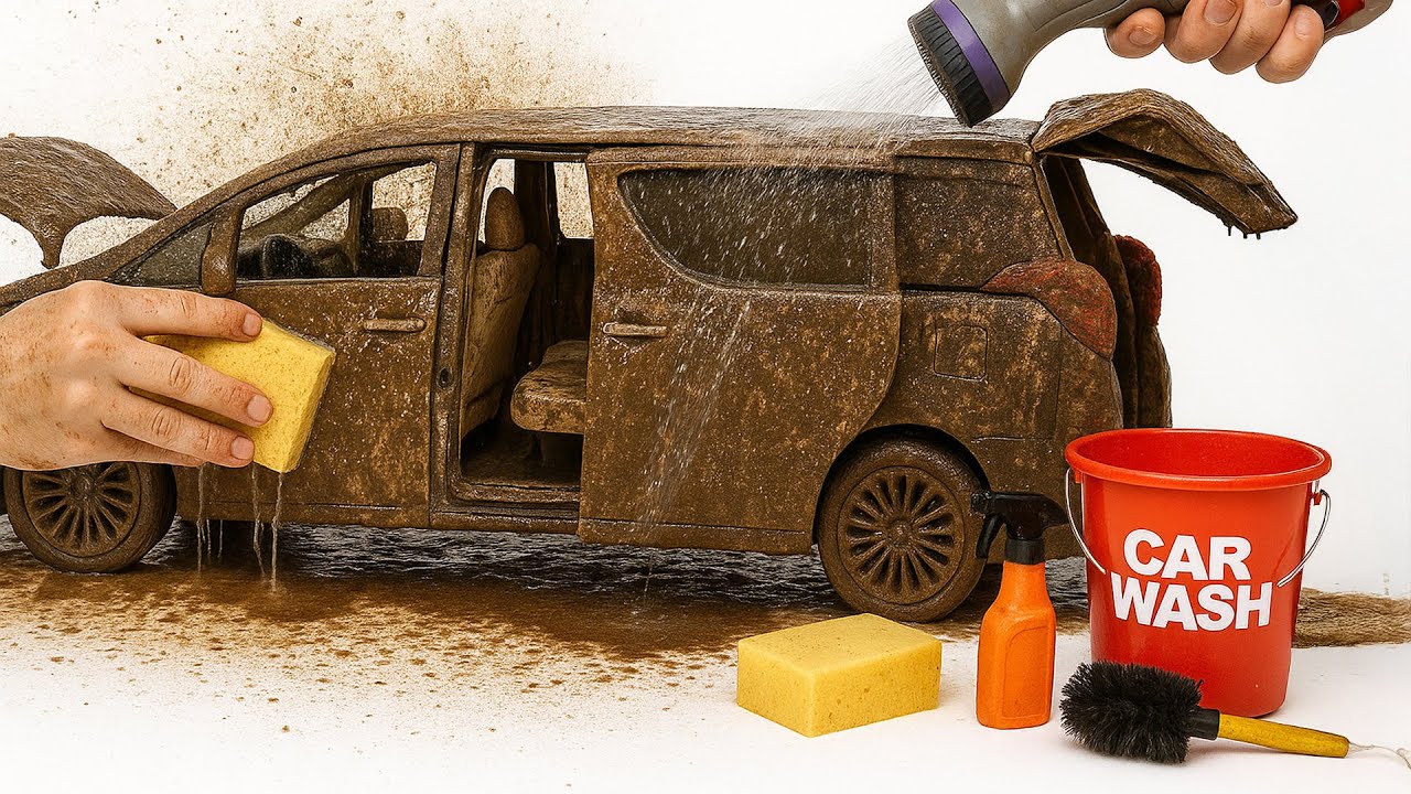 Super Realistic Cleaning of a 1:24 Toyota Alphard After an Extreme Off-Road Adventure