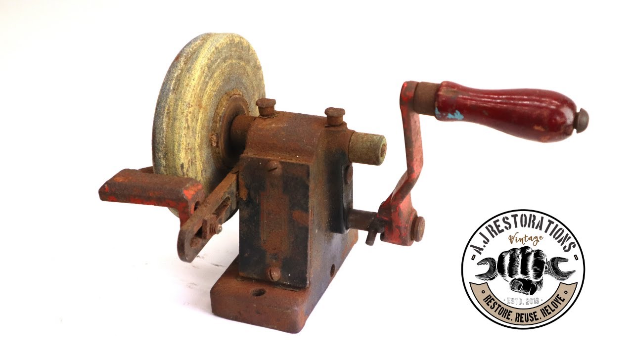 Vintage Metabo Hand Cranked Bench Grinder Restoration.
