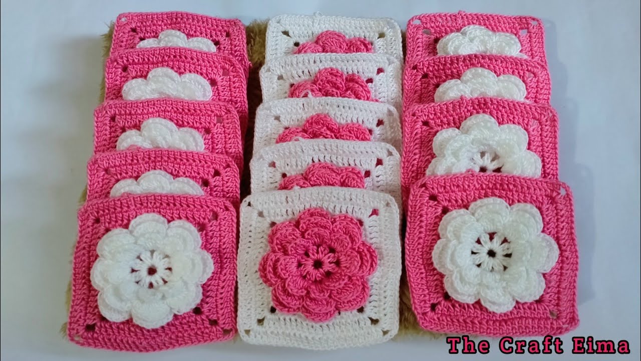 Very easy crochet 3D granny square tutorial/কুশিকাটার গ্রানি স্কয়ার টিউটোরিয়াল।