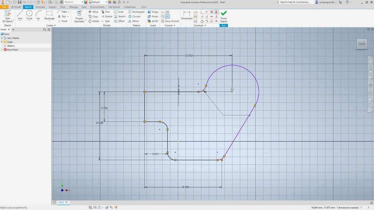 Inventor Geometric Construction tools Gasket design