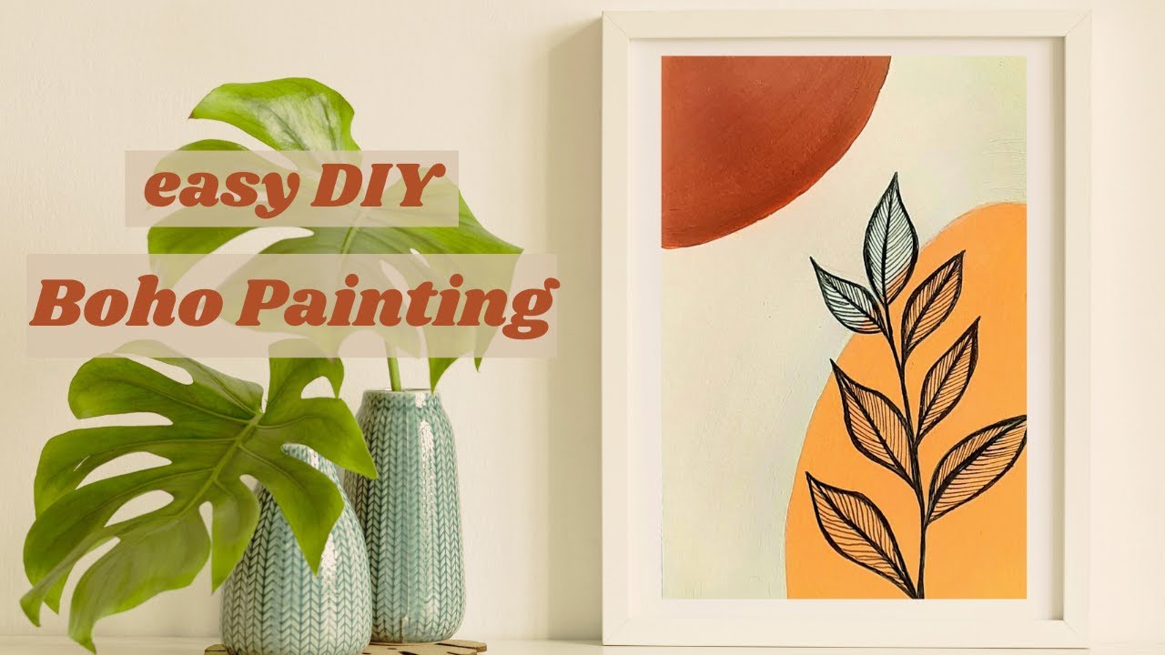 Easy DIY BOHO Painting🎨🌿 | Abstract Acrylic Painting BOHO Easy | Minimal Bohemian Wall ART #3