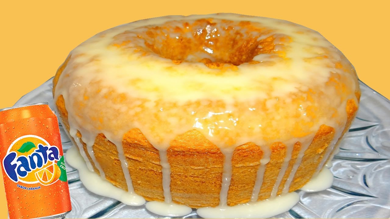 INCRÍVEL BOLO DE FANTA COM COBERTURA BRILHANTE DE LARANJA