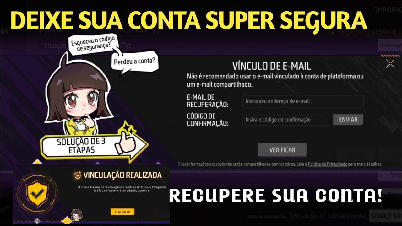COMO VINCULAR EMAIL DE RECUPERAÇÃO NA CONTA DO FREE FIRE (PROTEJA SUA CONTA)