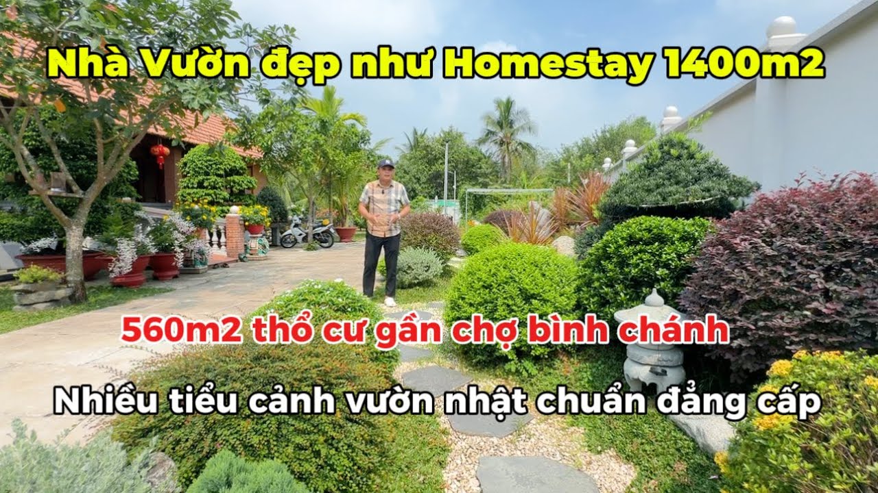 Nhà Vườn đẹp như Homestay 1400m2 có 560m2 thổ cư rất gần chợ bình chánh có vườn nhật đẹp tiêu chuẩn
