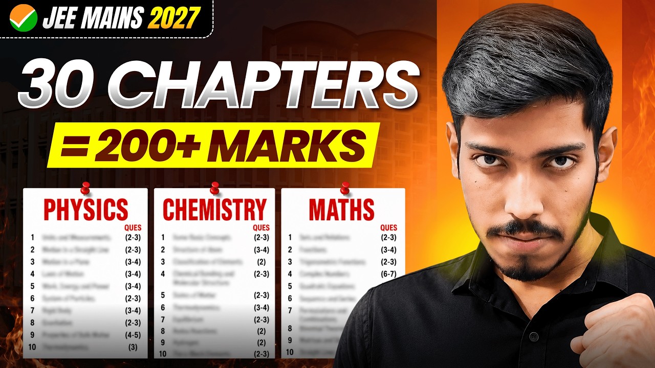 JEE 2027: Only 30 Chapters for 200+ Marks🔥|  Most Imp High Weightage Chapters