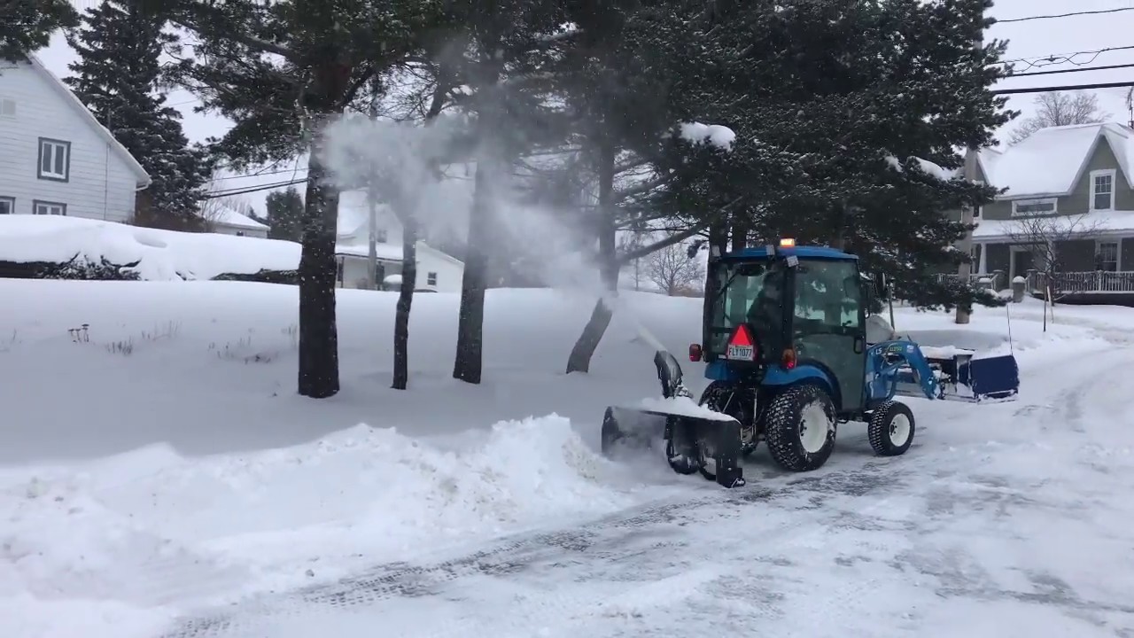 Ls Xj2025 H Snowplowing With 8 Foot Pusher And Berco Snowblower