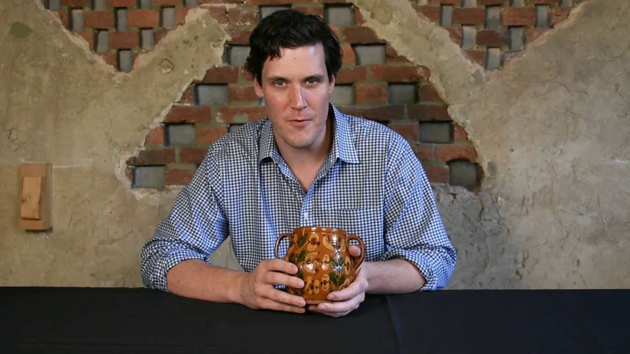 Heavily-Decorated 1810 Bucks County Redware Jar