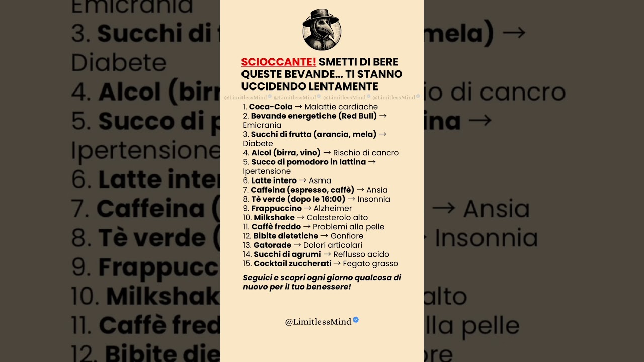 Scioccante! Smetti di bere queste bevande… ti stanno uccidendo lentamente
