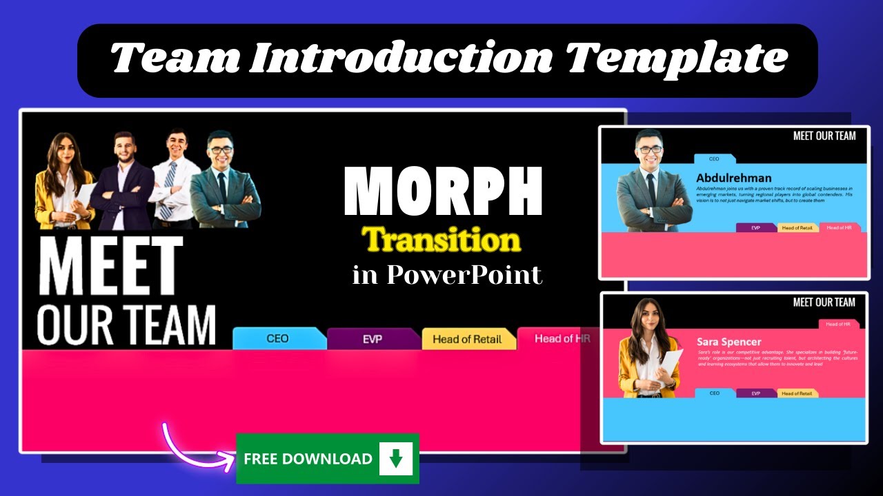 Слайд с представлением команды в PowerPoint | Урок по эффекту морфинга + бесплатный шаблон