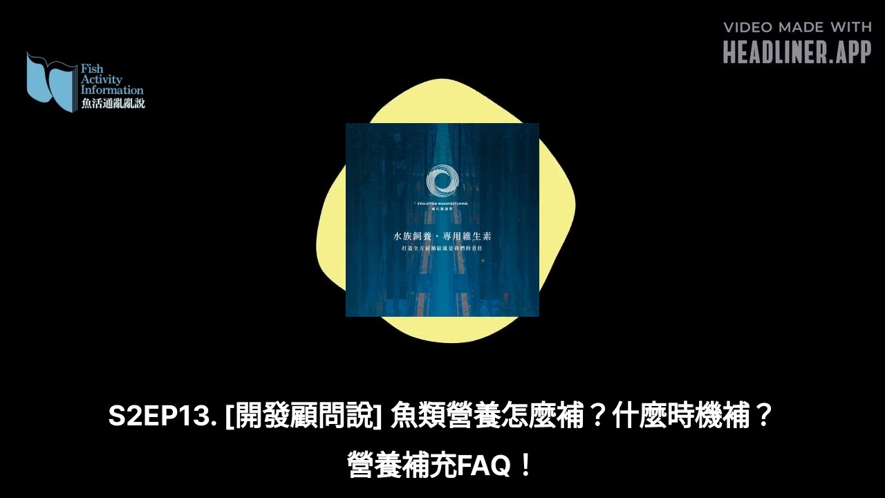 S3EP13. [開發顧問說]  魚類營養怎麼補？什麼時機補？營養補充FAQ！