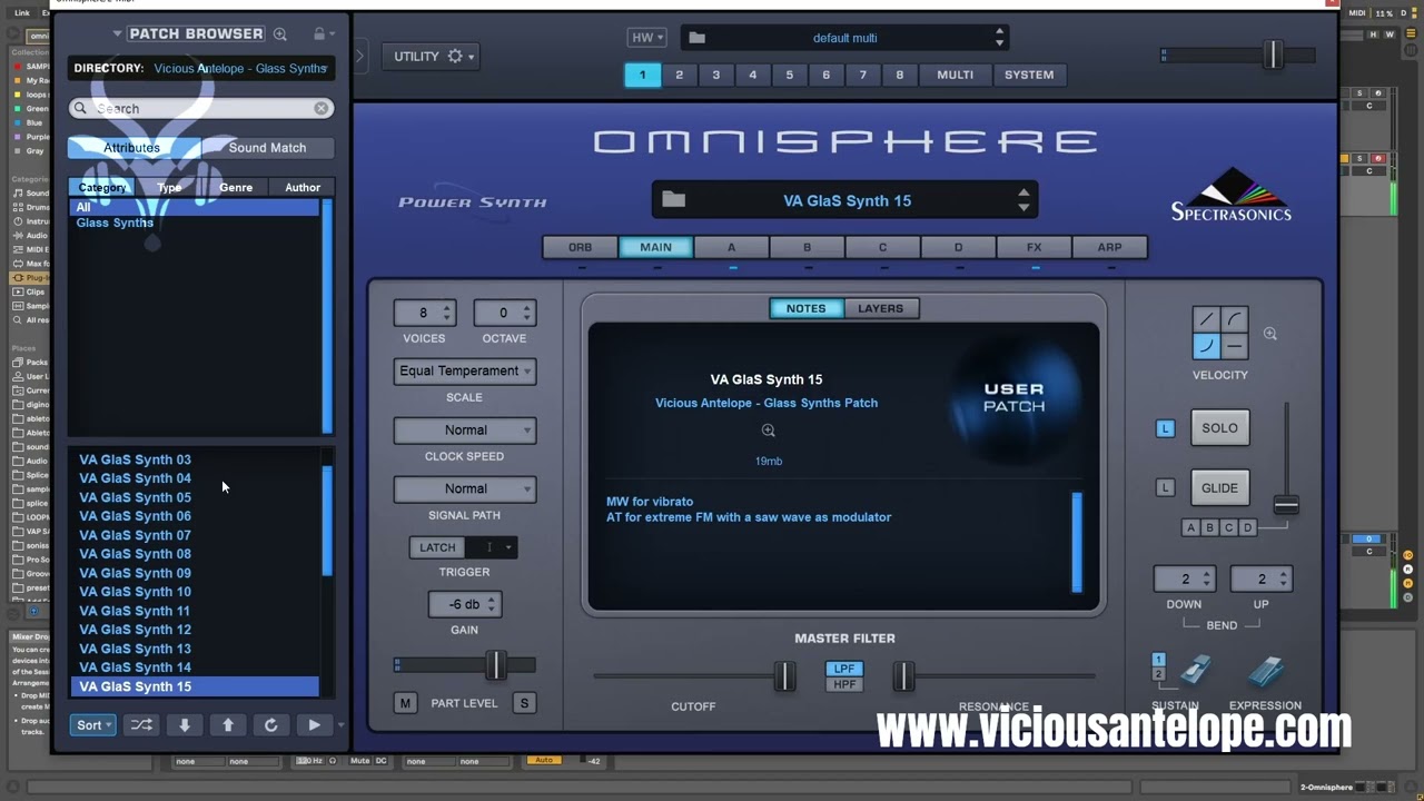 Spectrasonics Omnisphere presets - Glass Synths - Vicious Antelope presets walkthrough
