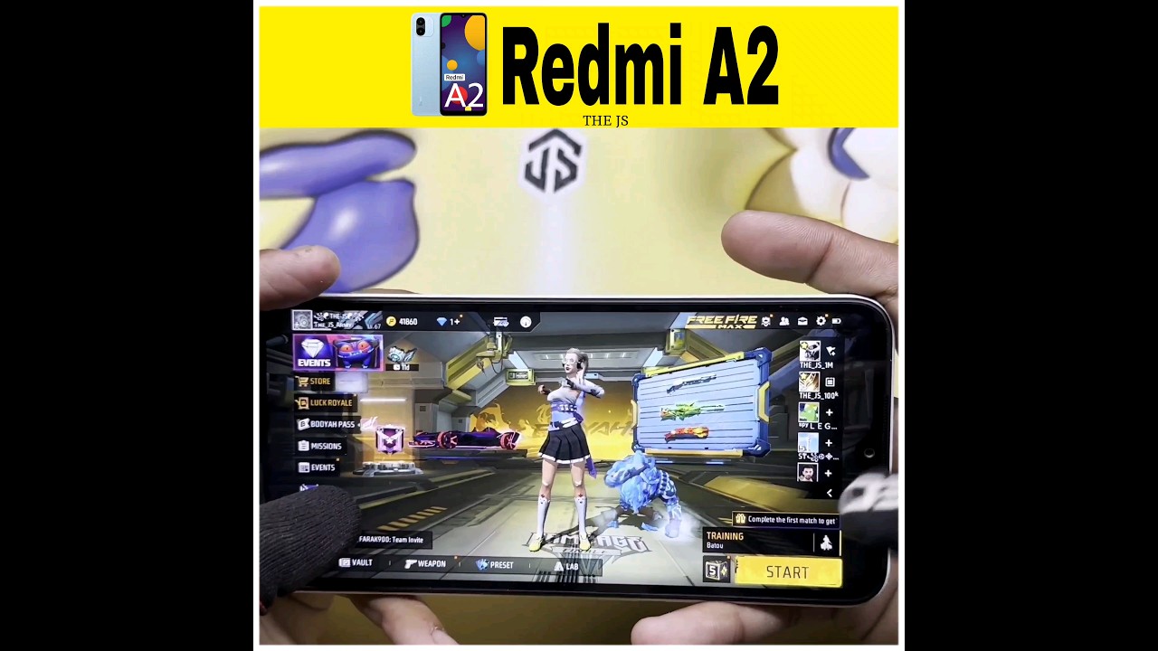REDMI A2 FREE FIRE GAMEPLAY AND HANDCAM SHORT VIDEO #redmia2 #redmi #mi
