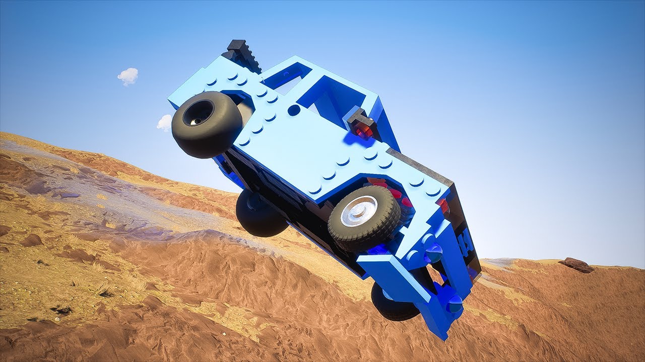 Soft Body Cars Falls Off Cliff - Brick Rigs