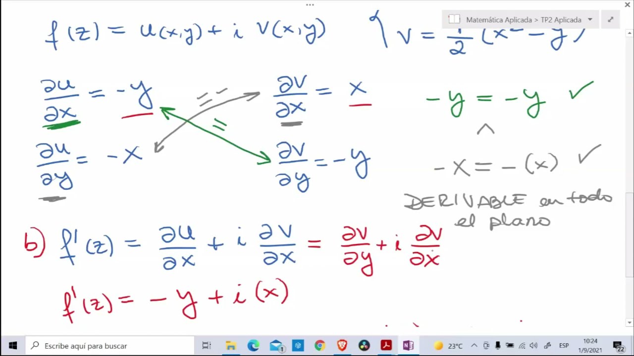 ✅ Funciones Complejas: Continuidad y Derivabilidad (Práctica) Matemática Aplicada. Matemática 3