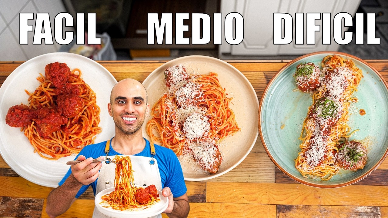 3 Niveles de ESPAGUETI con albóndigas