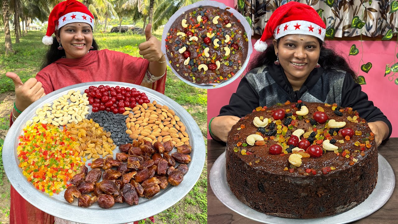 No Oven PLUM CAKE 😮 ஓவன் இல்லாம ப்ளம் கேக் 😱 ரொம்ப ஈஸி சாஃப்ட் கேக் ரெசிபி 🍰🎄🎅