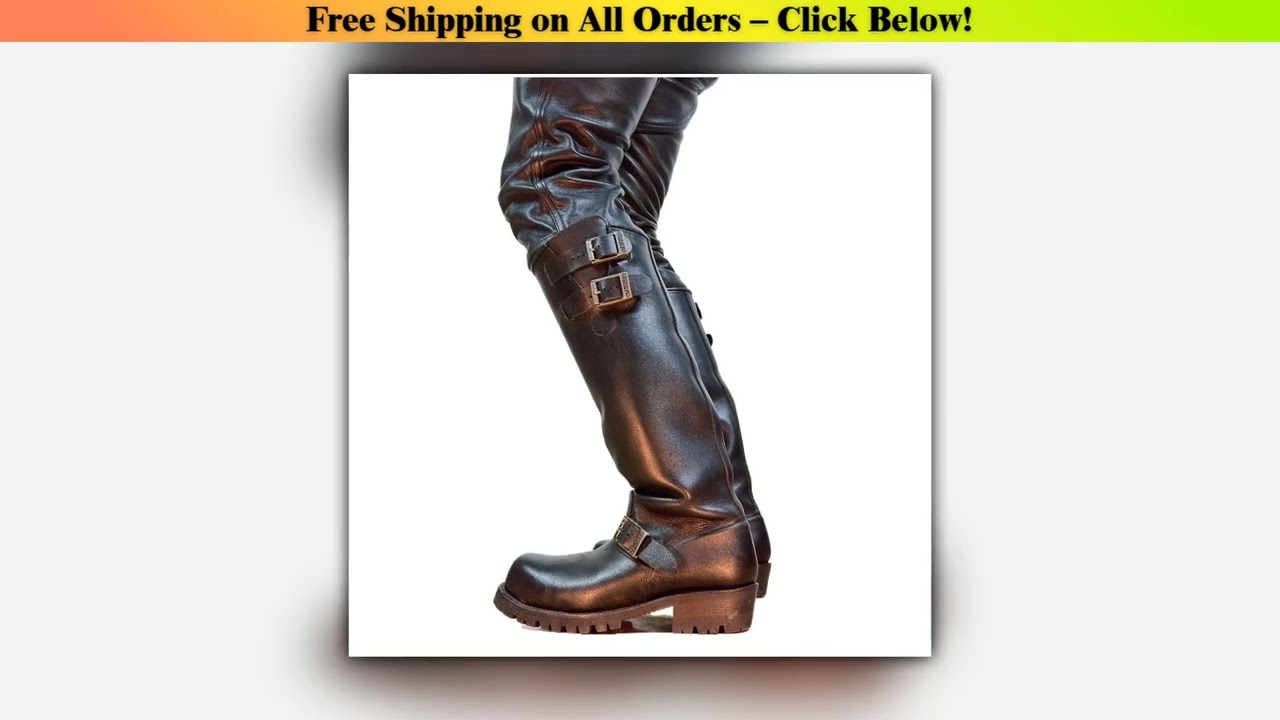 Retro Men Genuine Leather British Long Chelsae Boots Knee High Winter Riding Knight Boots Western