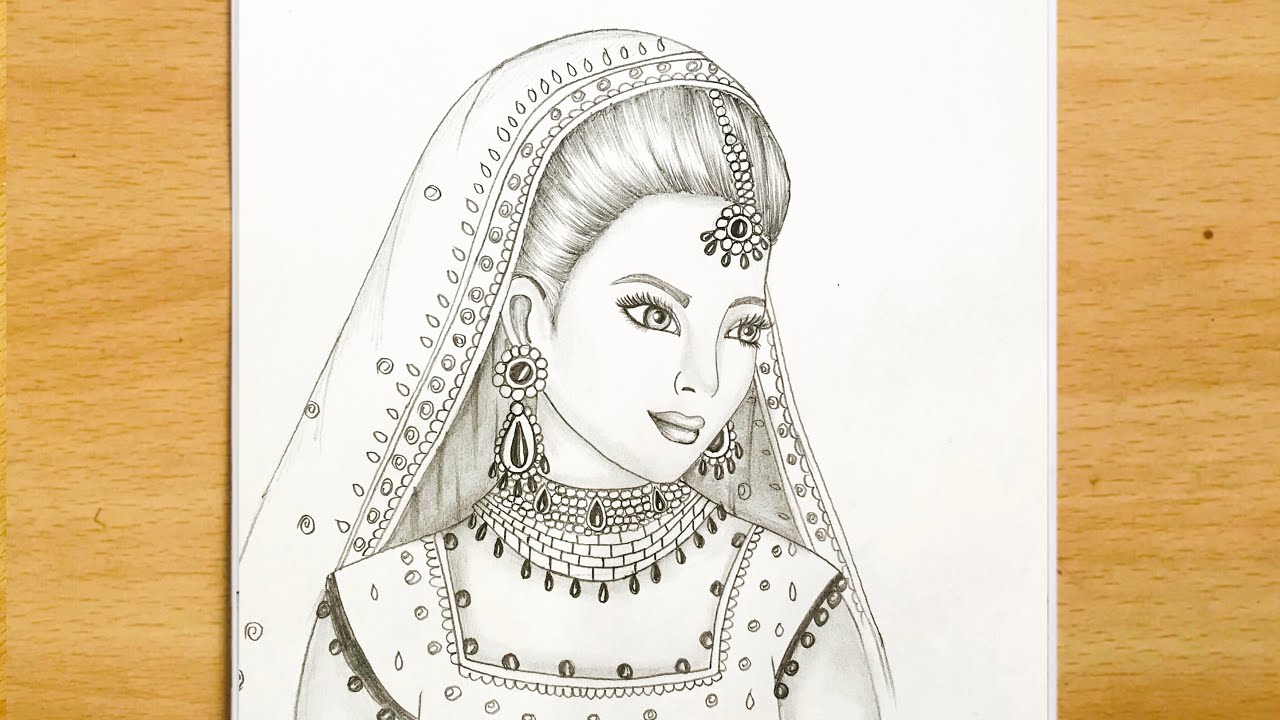 Indian Bride Drawing Easy | Bride Drawing Step by Step