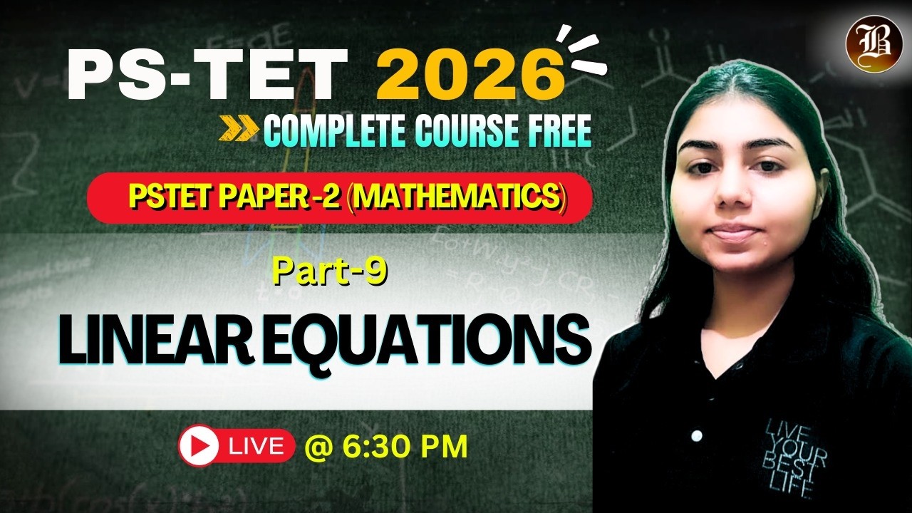 PSTET Maths 2026 | Linear Equation | FREE Live Class Paper-2