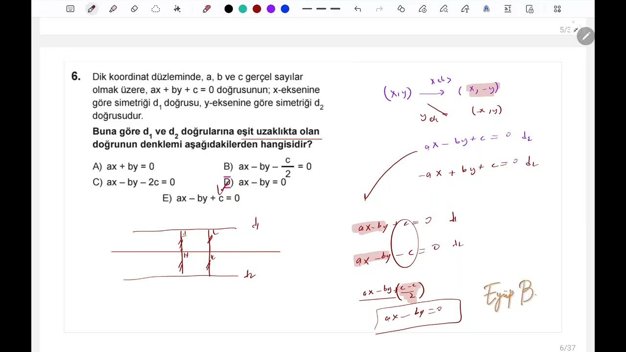 Dönüşümler test 1 Öğreniyorum Eyüp B TYT AYT Geometri Soru Bankası Çözümler