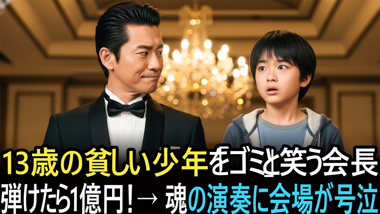 貧しい少年を「ゴミ」と罵る傲慢な会長――100億円の豪邸で奏でた“奇跡の音色”に会場が号泣、上司を黙らせた魂の演奏。