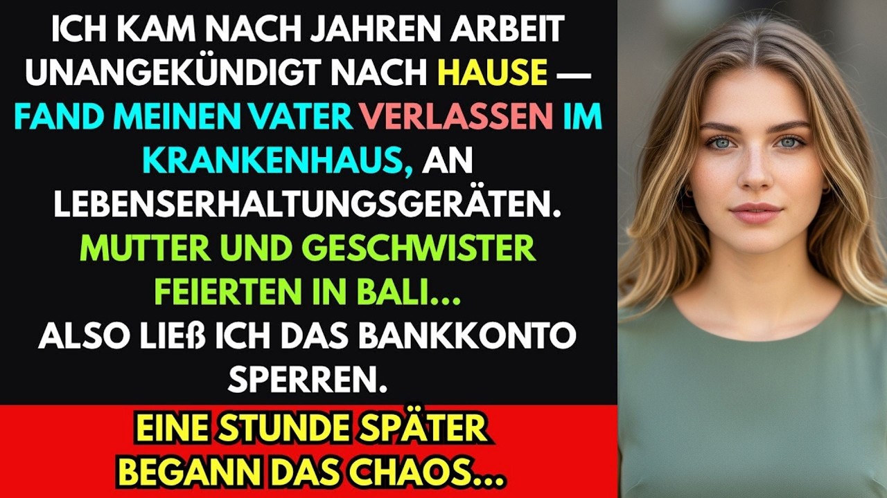 Ich kam heim – fand Papa auf Intensivstation, während Mutter & Geschwister in Bali urlaubten.