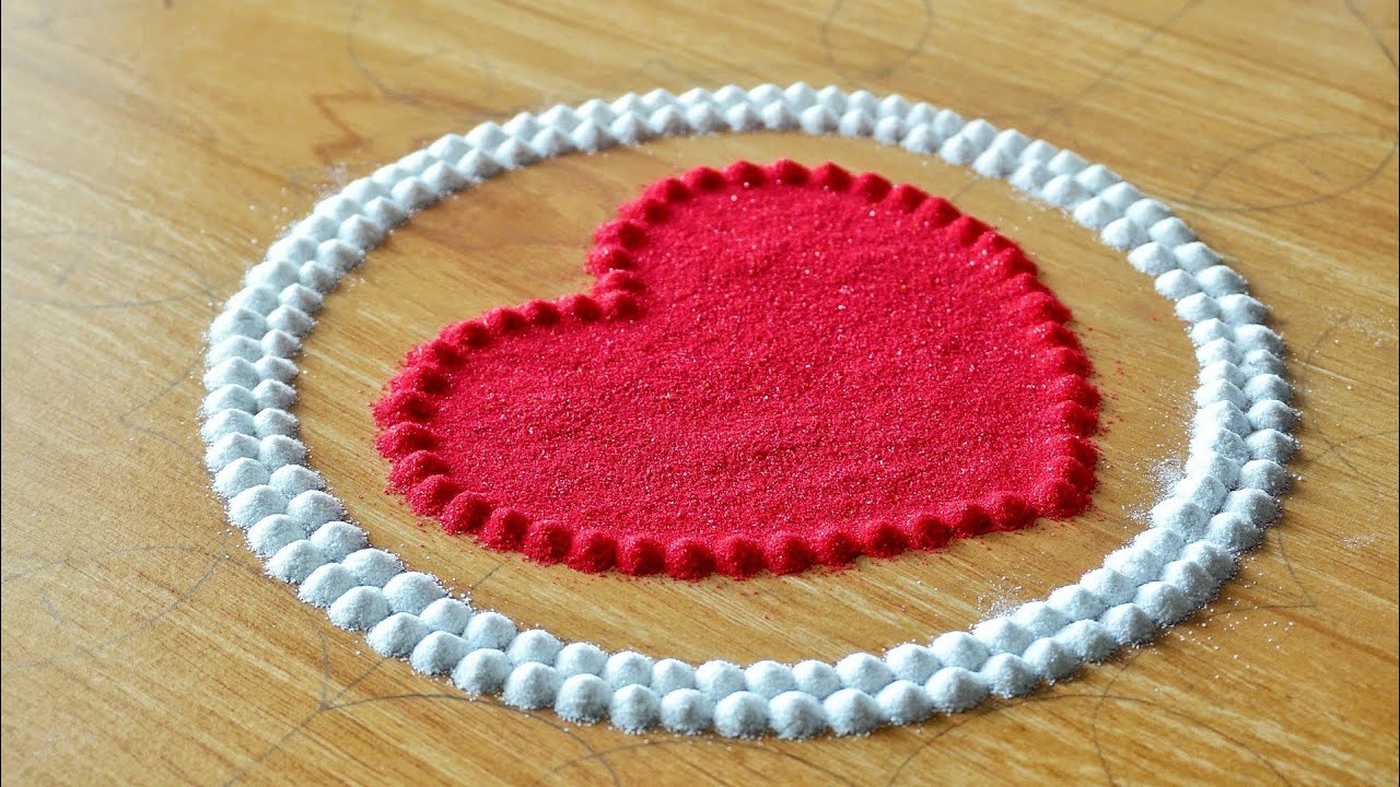 Easy Valentines Day Rangoli l Rangoli Designs Feb 14th l Simple Rangoli Design #rangoli