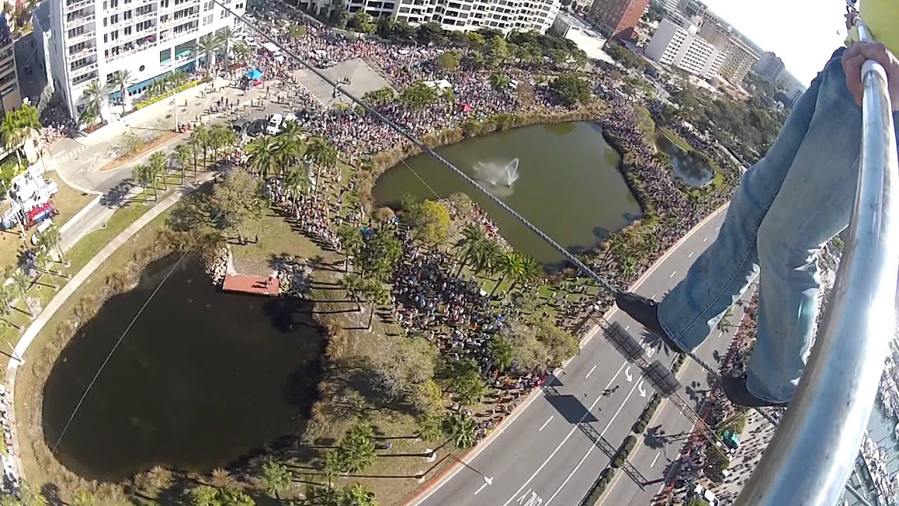 Nik Wallenda POV Highwire (View from Go Pro on the Pole)