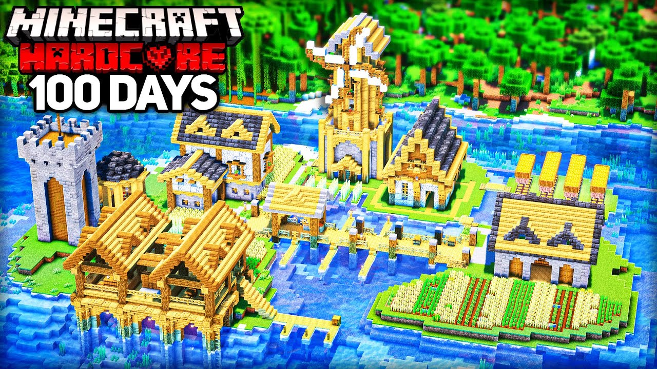 I Survived 100 Days on a LAKE in Minecraft Hardcore