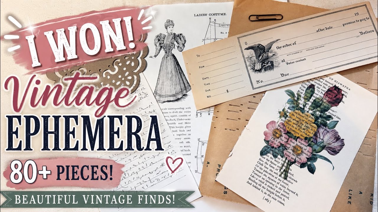 Я ВЫИГРАЛА набор винтажных материалов для творчества из 80+ предметов! 📜 Посмотрим, что внутри!
