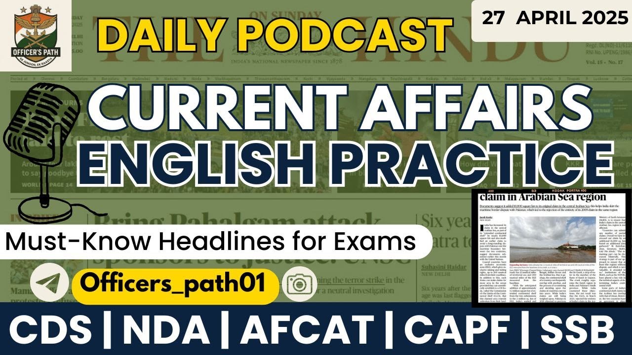 27 April 2025 | Daily Current Affairs | Defence, Exams & SSB Special | Hindi + English