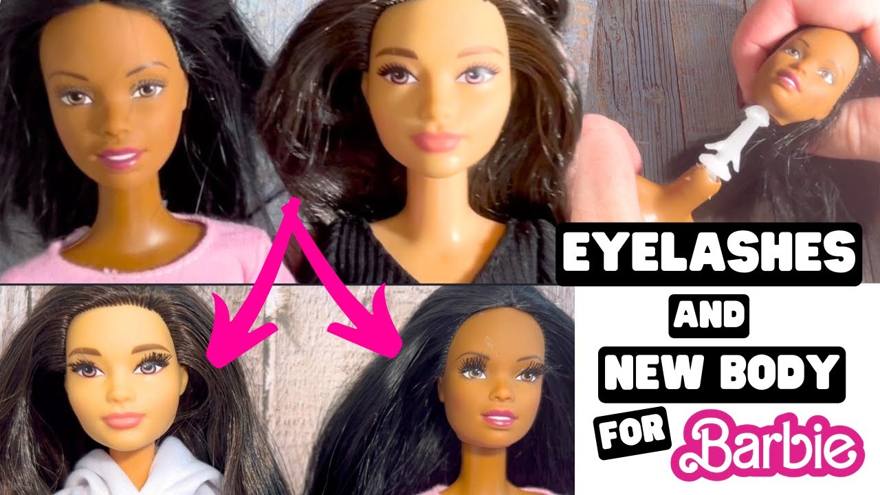 I Gave My Barbie Dolls EYELASHES & JOINTED BODIES. How to remove doll head & do simple makeover DIY