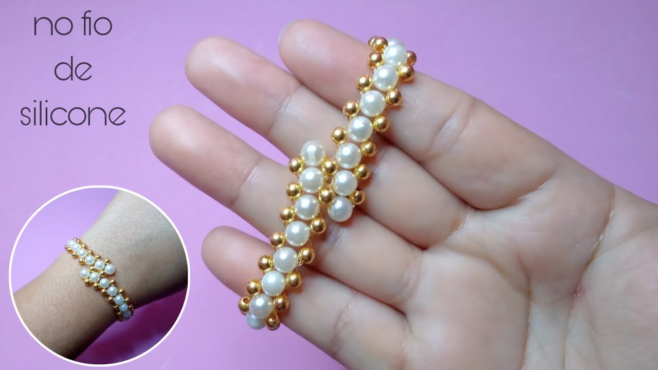 Pulseira no fio de silicone super fácil de fazer.