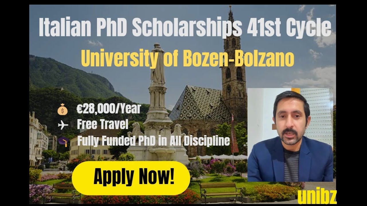 Italian PhD Scholarships (41st Cycle) in various discipline at Free University of Bozen Bolzano.