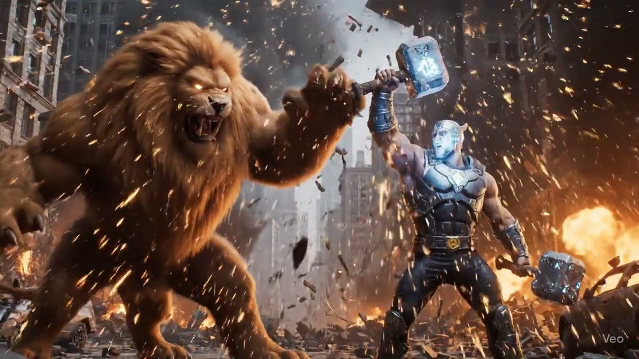 LION vs. SUPERHERO in APOCALYPTIC BATTLE 🔥 | Epic AI Animation