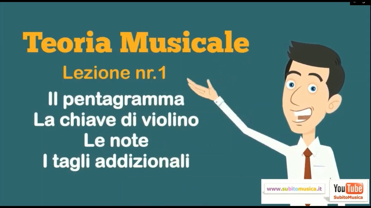 Teoria musicale - Lezione nr.1 - SubitoMusica - Pentagramma, chiave di violino, note, tagli