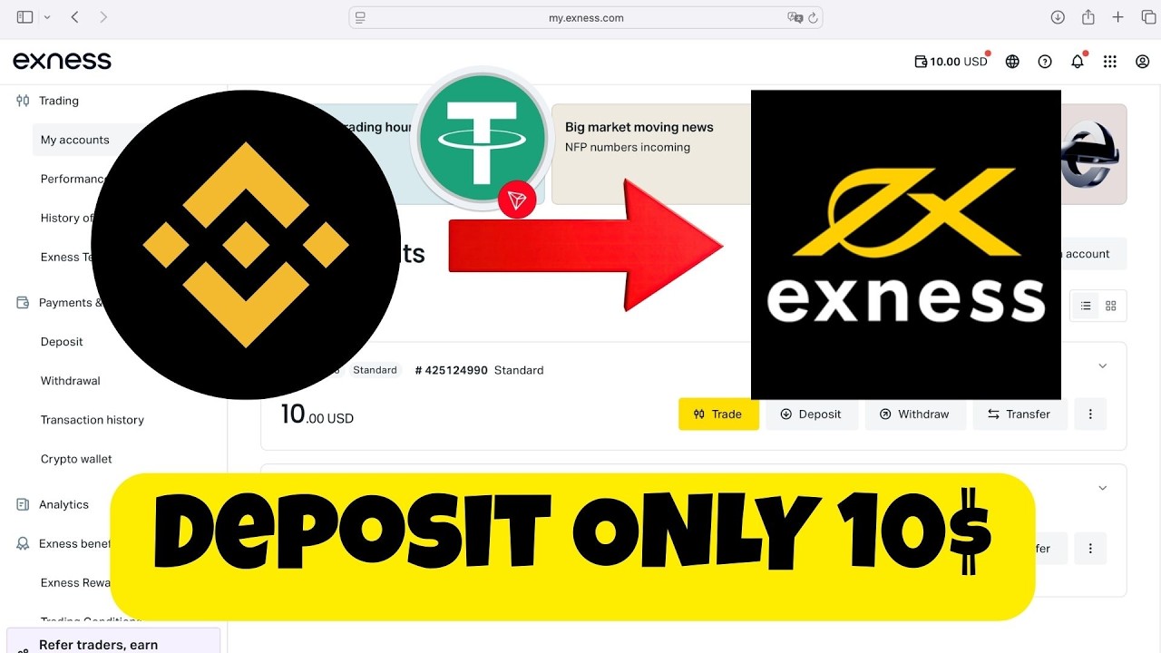 Как пополнить счет Exness в USDT с Binance: пошаговая инструкция в 2026 году | Внесите 10$ на Exn...